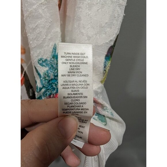 Chicos Dress Sz 3 Tropical Floral Sleeveless Seamed Stretch Vacation Textured 16 - Picture 11 of 16